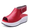 Mode Bekväma Kvinnor Plattform Sandaler Tjocka Wedges Plattformar Peep Toe Sandaler Fisk Toe Sommarskor Plus Stor Storlek: 35-42 CZ120