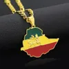 Weiyu Etiopiska Flagga Lion Karta Hängsmycke Halsband Kedja Kvinnor Män Guldfärg Smycken Afrika Etiopien Lion Halsband Kartor