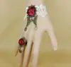 Hot Style Goth Vintage Butterfly White Lace Wine Red Rose Lady's Armband Band Ring Sen Fashion Classic Exquisite Elegance