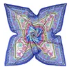 جديد Twill Silk وشاح Women Disc Flower Flower Square Square Wrape Fluard Fulard Hijab Shawl Neckerchief 130*130cm