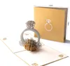 3D всплывающее окно алмазное пригласительное кольцо кольцо лазер вырезать день валентинки поздравительных открыток с открытками конверта
