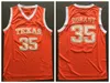 Mi08 Vintage Texas Longhorns Kevin Durant College Basketball Jerseys 33 Oak Hill High School Stitched Shirts Yellow Orange S-XXL