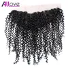 Allove 10A Pacotes de Cabelo Brasileiro Com Fechamento Kinky Curly 4 Pacotes com Fechamento Frontal de Renda Extensões de cabelo humano peruano 8013959