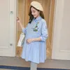 Embroidery Flower Cotton Maternity Blouses Autumn Fashion Loose Clothes for Pregnant Women Pregnancy Shirts Tops3919542