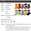 10 Paare/los Lustige Bunte Gekämmte Baumwolle Happy Socken Für Männer Multi Muster Argyle Streifen Cartoon Dot Neuheit Skateboard Kunst Socken