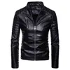 Men's Jackets Men PU Leather Biker Motorcycle Jacket Stand Collar Slim Fit Outwear Faux Casual Coat Zipper