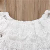 0-3Y Newborn Infant Kid Baby Girl Summer Cute White Lace Cotton Floral Short Sleeve Tops Denim Shorts Pants 2Pcs Outfits Clothes