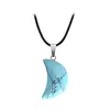 Kettingen designer sieraden maan hanger natuursteen turquoise groen Aventurine quartz zilveren link ketting cadeau mannen vrouwen chokers ketting