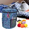 Large-sized Cylinder Crochet Hook Storage Bag Woolen Yarn Storage Bag Tote Organizer For Knitting And Knitting Polyester 600D