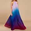 Party Dresses 2021 Sexiga Kvinnor Baklösa Maxi Klänning Pläterad Ärmlös Sommar Chiffon Halter Neck Long Boho Beach