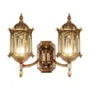 Luxury Brons Outdoor Villa 2 Heads Vägglampor European Gate Vattentät Landskap Utanför korridor Hall Wall Sconces