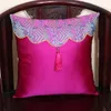 Creative Classic Patchwork Silk Satin Pillow Case Cushion Cover Rosa Svart Sofa Stol Back Kudde High End Lumbar Pillow