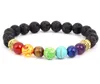 Bracelets réglables en pierre d'énergie de sept couleurs pour hommes Bracelet de santé de Yoga tissé réglable en pierre volcanique naturelle pour femmes