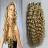 Blond nieprzetworzone brazylijskie kręcone włosy Human Tape Extensions Hair Extensions 100G Stosować Taśma Klej Skóry Wątek Kręcone Taśmy Hair Extensions 40 szt