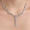 2020 Nouveau cristal strass collier plaqué argent boucles d'oreilles scintillantes ensembles de bijoux de mariage pour mariée demoiselles d'honneur femmes mariée A4731854