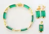 Verde Jade Amarelo Banhado A Ouro Fortune Pingente Colar Pulseira Brincos Set70995901254862