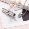 Stainless steel hollow cylinder together forever forever love cremation memorial urn necklace9313700