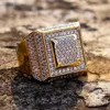 Hip Hop Herren Schmuck Ringe Luxus Designer Mode Gold Überzogene Euro ausgegeben Full CZ Diamant Fingerring Bling Cubic Zirkon Liebe Ring Hochzeit