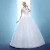 カスタムメイドのサイズのヴィンテージのウェディングドレス2018ハイネックプリンセスの結婚式のボールガウンブライダルドレスベステオドゥカサメント