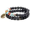 7 Chakra Healing Stone Yoga Tree of Life Bracciale con zampa di cane 8mm Perline di vetro viola Sedimento di cristallo 2 pezzi / set