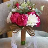 Flores artificiais do casamento Bouquets de casamento para noivas fora do casamento decorações de renda buquês de noiva branco rosa vermelho da dama de honra buquê