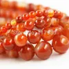 8mm grossist 6-12mm 15 '' Naturlig röd rand Carnelian Onyx Stone Round Ball Loose Fashion Beads Smycken