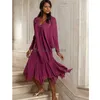 Latest Purple 2 piece Chiffon mother of the bride dresses Tea Length groom mom skirt for women Pleat Beaded Plus Size With Jacket