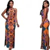 2018 zomer afrikaanse print totem jurk vrouwen mouwloze kant gespleten etnische lange jurk dames sexy bodycon feestjurken vestidos casual jurk