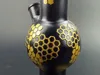 New 18 Inch Bee Reseau Black Beaker Bong Skull Glass Oil Burner Pipes Free Male-Bowl Dab Rig Glass Bongs Water Pipes Hookah