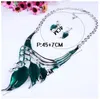 Conjunto de pendientes y collar esmaltado de aleación estilo hoja, 5 colores, collares llamativos para mujer, conjuntos de joyería Boho Holiday1838665