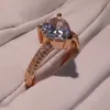 Älskare gåva ringar för kvinnor lyx smycken 925 sterling ros guld fylld päron skära cz diamant ädelstenar söt bröllop hjärta band ring gåva