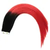 Ombre Bant Saç Uzantıları İnsan T1B / Kırmızı Bant Remy Hindistan Uzantıları 100g Cilt Atkı Bant Saç Uzantıları Bakire Düz Saç 40 adet