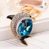 New Fashion Cute Crystal Dolphin Keychain Exquisite Rhinestone Dolphin Car Key Ringar Kvinnor Väskor Hängande Tillbehör