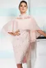 Blush Pink Madre sexy fuori abiti da sposa di alta del collo chiffon pizzo applique in rilievo con capo personalizzato Sheer Torna Wedding Dress Plus Size Madri