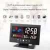 Freeshipping Cyfrowy termometr Higrometr Stacja pogodowa Budzik Wskaźnik temperatury Kolorowe Kalendarz LCD Vioce-aktywowany podświetlenie