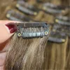 Balayage Clip-in-Haarverlängerungen 4 Dunkelbraun gemischt 27 Honigblond und Farbe 10 Goldbraun Ombre Brasilianisches Echthaar Extens6318734
