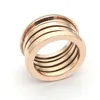 fashion jewelry 316L titanium steel plating spring ring rose gold wide ring 5 ring for woman and man