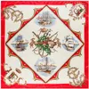 Nouveau Twill Soie Écharpe Femmes Espagne Bateau Flotte Bureau D'impression Bandana Mode Soie Foulard Mouchoir Femme WrapsChâles 90 cm * 90 cm