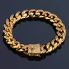 18 Karat Reales Gold Überzogene Armbänder Männer Hiphop Kubanische Kette Zirkonia Miami Armband Herren Hip Hop Zirkon Bangle Rapper Männlichen Schmuck 12mm