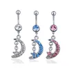 Vrouwen maan ster kristal buik knop ringen vlinder bloem buik navel piercing roestvrij stalen lichaam piercing barbell bruiloft cadeau