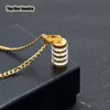 Aço inoxidável Bala Cilíndrica Argila Cerâmica Strass Pingente de Colar Para Os Homens Das Mulheres Quadril Hip Rap Rock Boate Acessório De Cristal