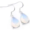 Luckyshine Friend Family Gift Natural Moonstone WhiteTeardrop Shaped 925 Sterling Silver Wedding Dangle Hook Boucles d'oreilles pour les femmes