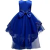 Bonitos vestidos de niña de flores hinchados de encaje azul 2018 Apliques de encaje alto y bajo Vestidos de comunión Vestidos de desfile para niñas pequeñas mc1458218b