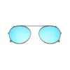 Clip rond polarisé sur lunettes de soleil unisexe rose revêtement miroir lunettes de soleil conduite métal ovale ombre Clip sur lunettes uv400255F