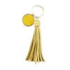 Porte-clés Lanyards Personnalisé Gold Cuir Pompon Porte-clés Femmes Sac Charme Blanc Clé Bague Saint Valentin Cadeau Émail Bijoux En Gros J8AH