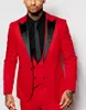 Najnowszy projekt One Button Red Groom Tuxedos Peak Lapel Groomsmen Mens Wedding Suits Man Suits Kurtka