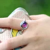 Promotionele 2 stks handgemaakte stemming glazen steen ring hoge kwaliteit kleur veranderen geschenkring voor vrouwen RS036-002