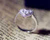 Heart Love Women 925 Sterling Silver Ring Princess Cut Diamonique CZ Engagement Bröllop Band Ring för Kvinnor Mode Smycken