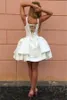 Bouettes Sexy Crisscross Backless Little White White Homecoming Robes V Neck Tierred Court Party Robes 2017 Puffy Cheap Cocktail Dress9465361