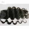 Snygg Svart Long Ponytail Clip In Body Wave Ponytail Förlängning Indiska Virgin Hair Drawsting Pony Tails Hair Extensions 120g